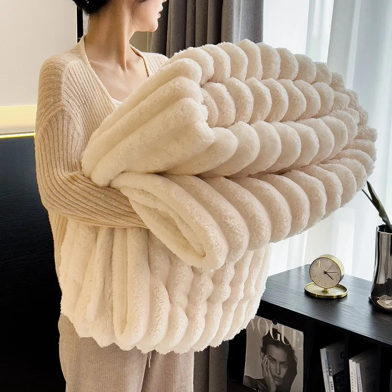 Luxurious Faux Rabbit Fur Throw Blanket