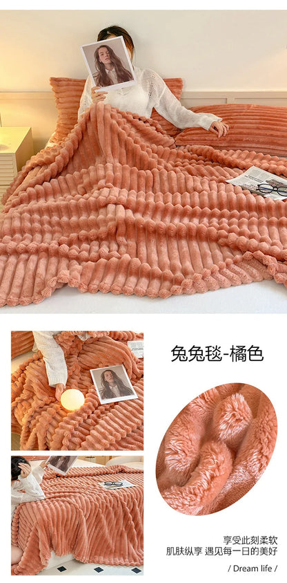 Luxurious Faux Rabbit Fur Throw Blanket