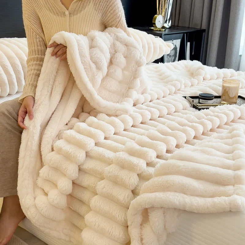 Luxurious Faux Rabbit Fur Throw Blanket