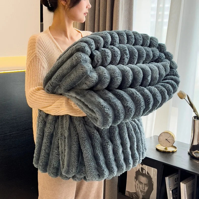 Luxurious Faux Rabbit Fur Throw Blanket