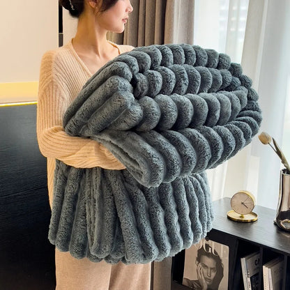 Luxurious Faux Rabbit Fur Throw Blanket