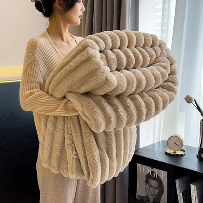 Luxurious Faux Rabbit Fur Throw Blanket