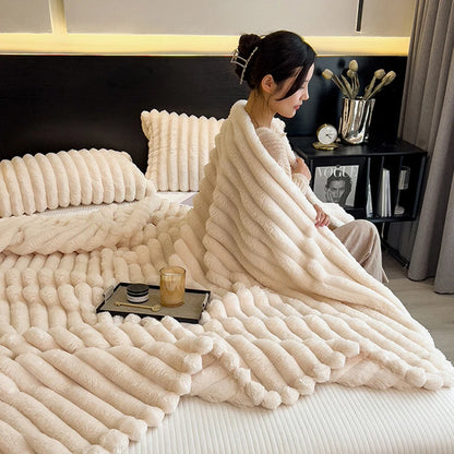 Luxurious Faux Rabbit Fur Throw Blanket