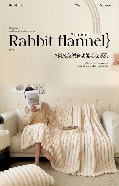 Luxurious Faux Rabbit Fur Throw Blanket