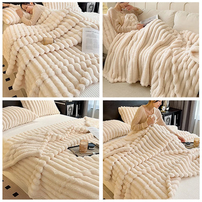 Luxurious Faux Rabbit Fur Throw Blanket