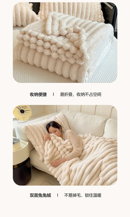 Luxurious Faux Rabbit Fur Throw Blanket