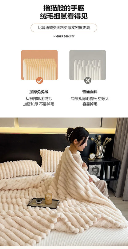 Luxurious Faux Rabbit Fur Throw Blanket