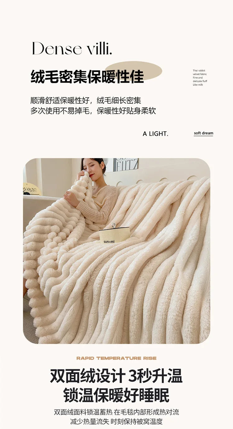 Luxurious Faux Rabbit Fur Throw Blanket